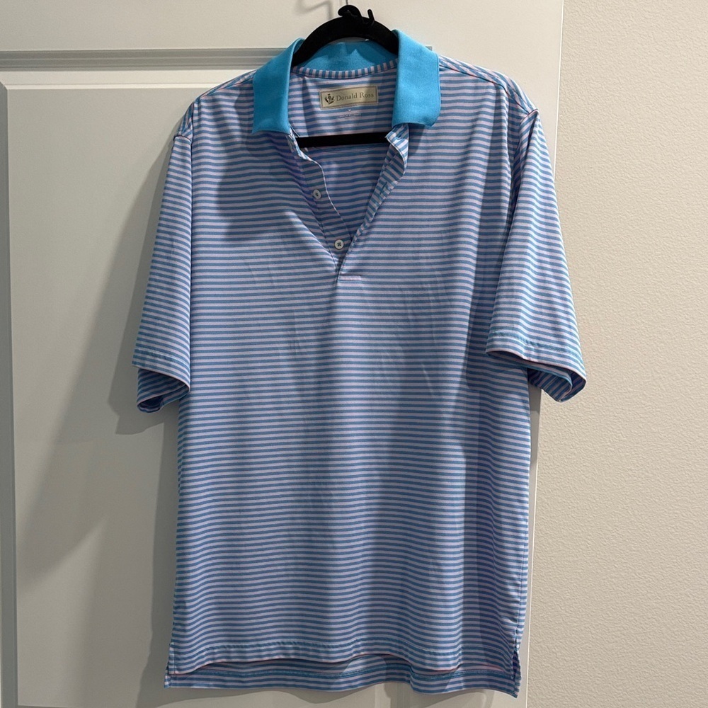 Donald Ross Blue Striped Men's Polo Golf  Shirt sz m